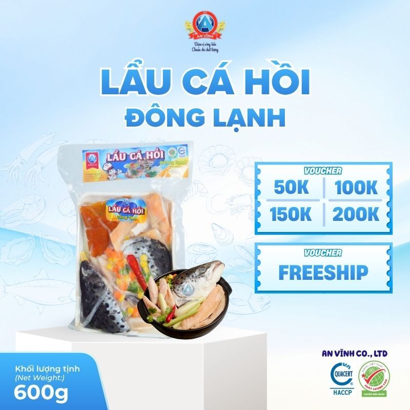 Lẩu Cá Hồi Đông Lạnh Chuẩn Vị Đạt Chuẩn HACCP An Vĩnh 600g