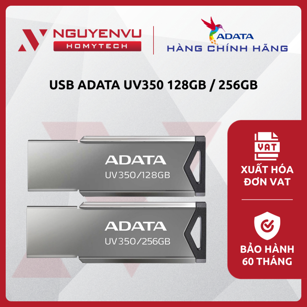 [Full VAT] USB ADATA UV350 (128GB/256GB/USB 3.2 Gen 1/100MB/s) - CHÍNH HÃNG