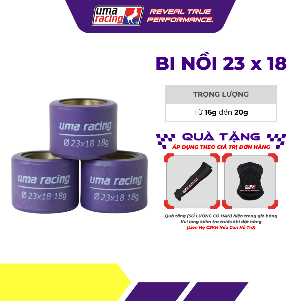Bi Nồi UR CVT Roller UMA Racing 23x18 - Từ 16g đến 20g - Phù Hợp Với Dòng Xe Tay Ga Phân Khối Lớn