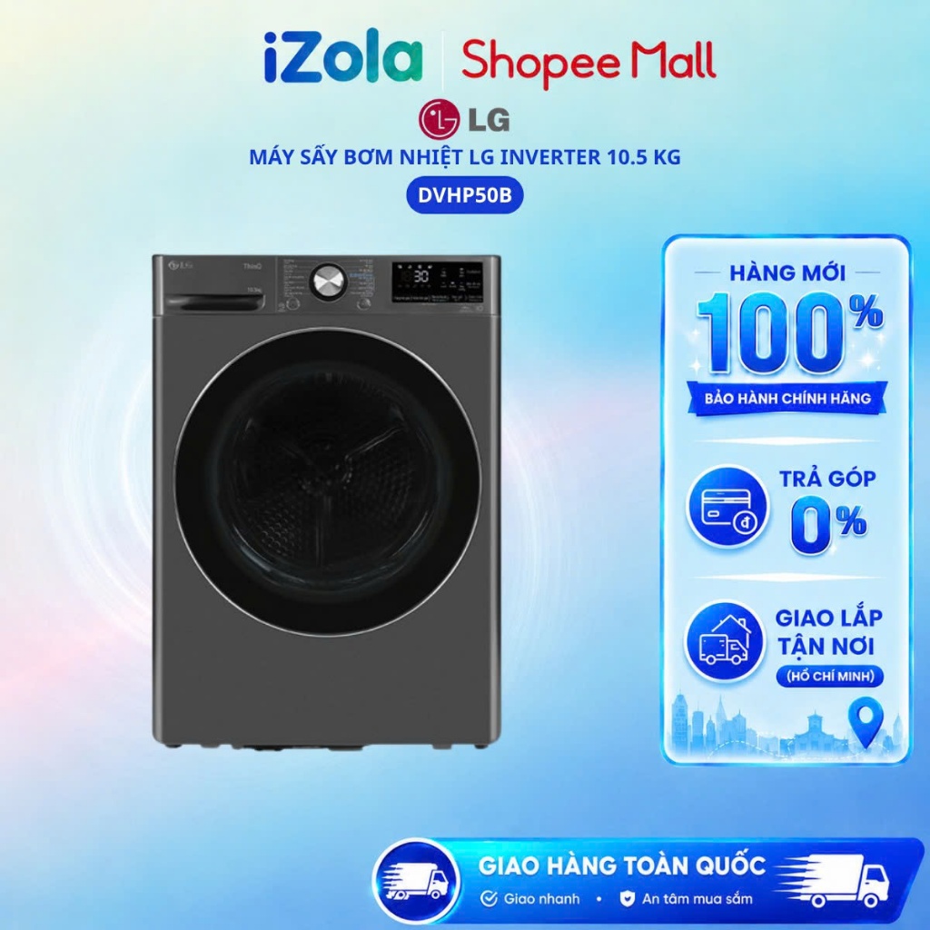 DVHP50B - Máy sấy bơm nhiệt LG 10.5 kg DVHP50B - Hàng chính hãng