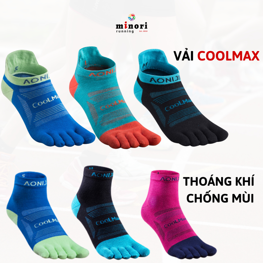 Tất Ngón Chân Vớ Xỏ Ngón Chạy Bộ Thể Thao 5 Ngón Aonijie E4801 E4802 Hạn Chế Phồng Rộp Chân