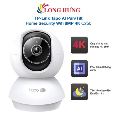 Camera trong nhà TP-Link Tapo AI Pan/Tilt Home Security Wifi 8MP 4K C250 - Hàng chính hãng