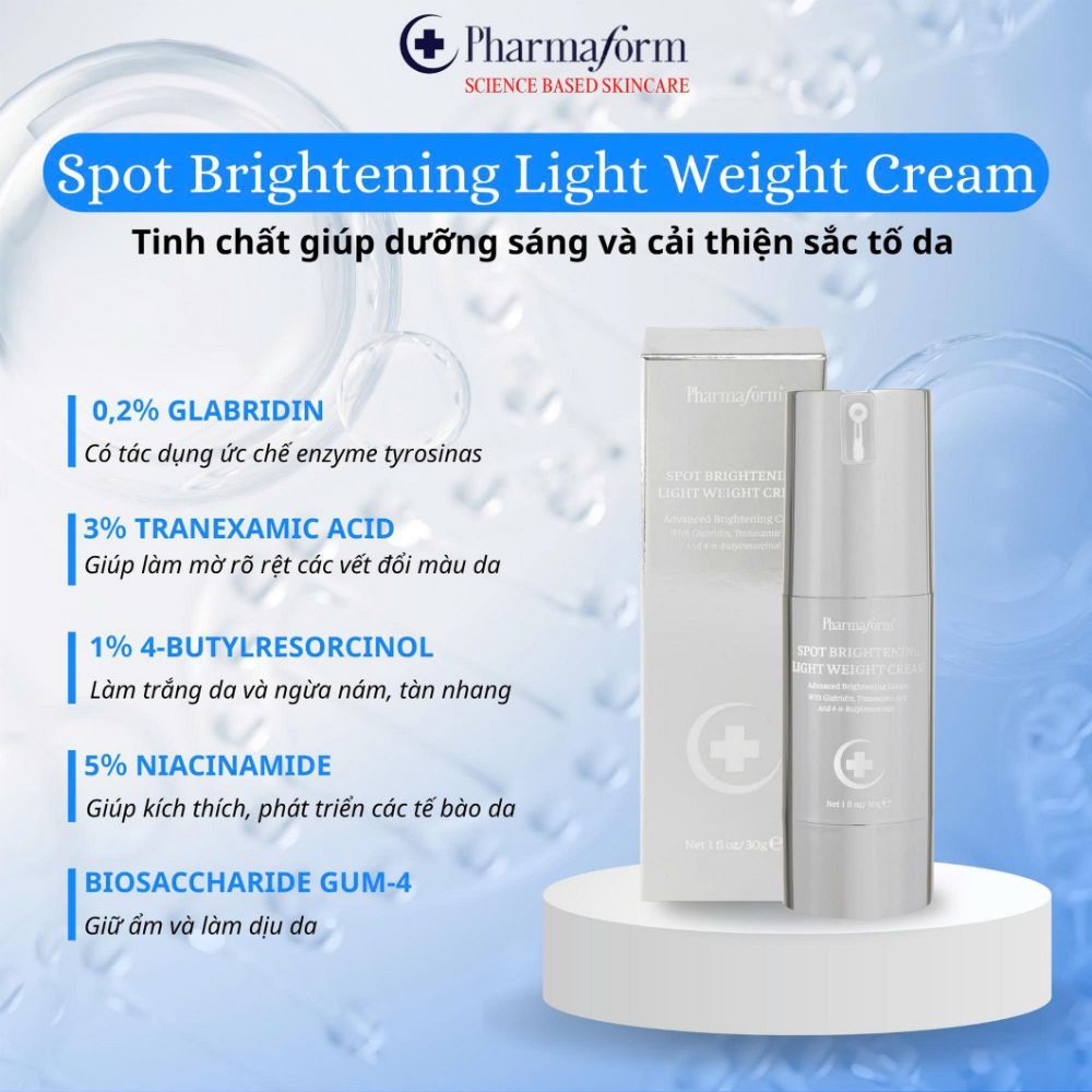 Ảnh 6 của Kem dưỡng Pharmaform Tri-xamic, Spot Brightening cream giảm thâm nám, làm sáng da chuyên sâu 30ml