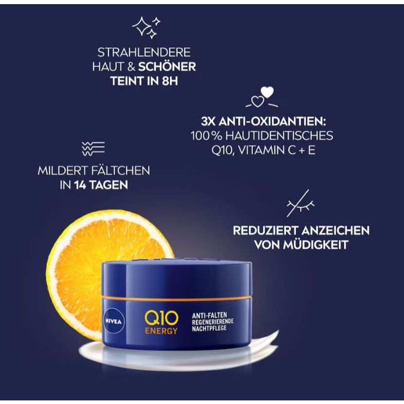 KEM DƯỠNG BAN ĐÊM NIVEA Q10 Energy TÁI TẠO CHỐNG NHĂN – 50ml
