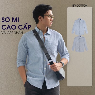Áo Sơ Mi Nam Dài Tay Phối Sọc Nhuyễn Vải ART Nhăn - Luôn Tặng Hộp Đóng – BY COTTON