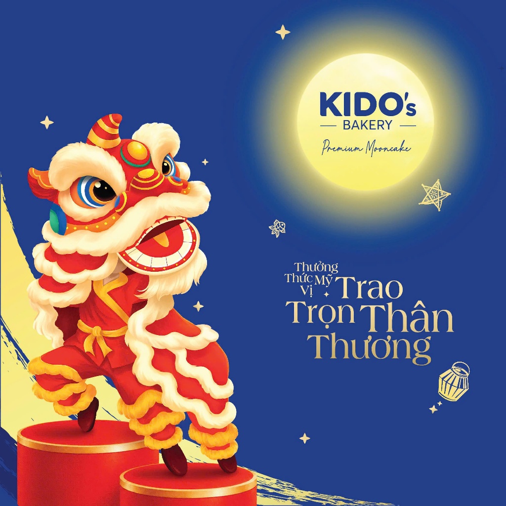 Hộp bánh trung thu KIDO's Bakery xanh/đỏ thiết kế sang trọng hương vị mới lạ