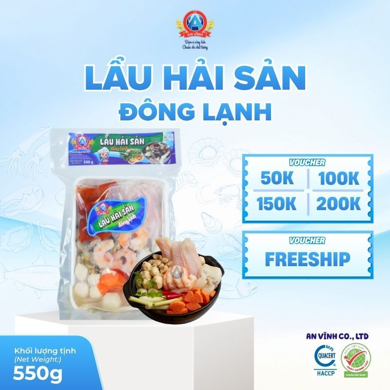 Lẩu Hải Sản Đông Lạnh Tròn Vị Đạt Chuẩn HACCP An Vĩnh 550g