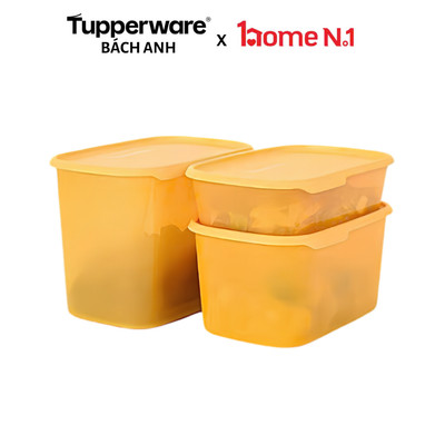 Bộ 3 hộp trữ khô/ trữ mát One Touch Fresh Tupperware - Nhựa nguyên sinh -  Bảo hành trọn đời