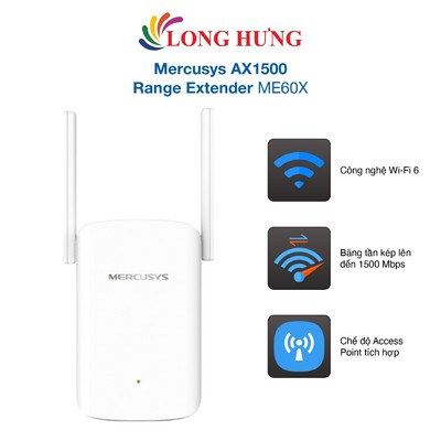 Bộ mở rộng sóng Wifi 6 Mercusys AX1500 Range Extender ME60X - Hàng chính hãng