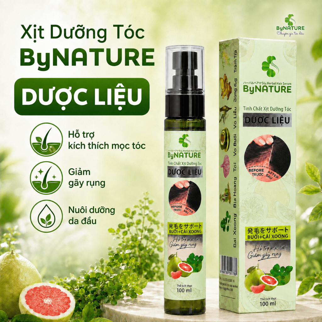 Xịt Dưỡng Kích Thích Mọc Tóc Bynature Thành Phần Từ Thiên Nhiên, Hỗ Trợ Giảm Rụng Tóc - Chai 100ml