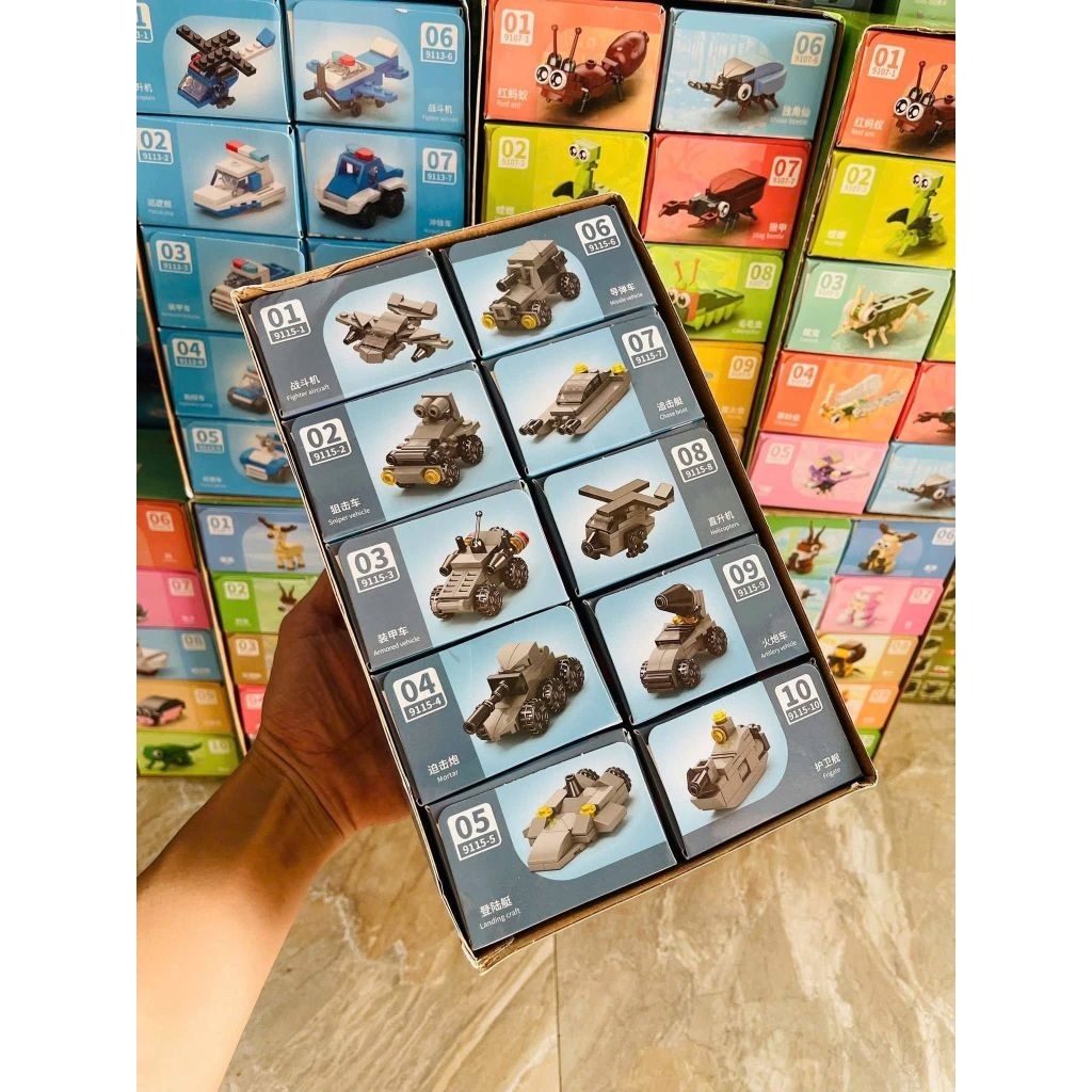 xếp hình động vật/con trùng, ... 10in1 hoặc Blindbox Thế giới côn trùng. Lele Brother Nhựa ABS an to