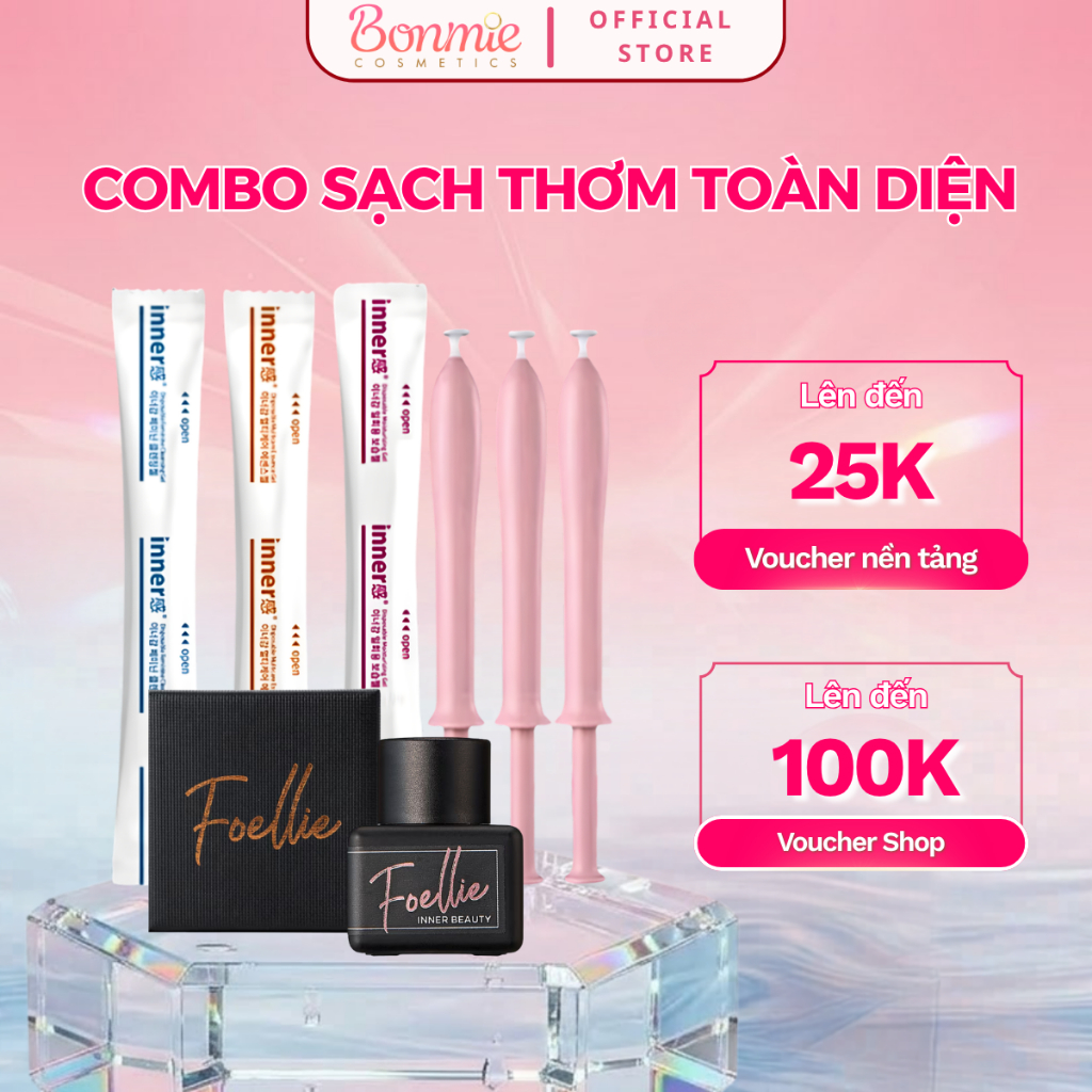 Combo Inner Gel Và Nước Hoa Foellie Hỗ Trợ Vệ Sinh, Chăm Sóc và Dưỡng Ẩm Cho Nàng Sạch Thơm Toàn Diệ