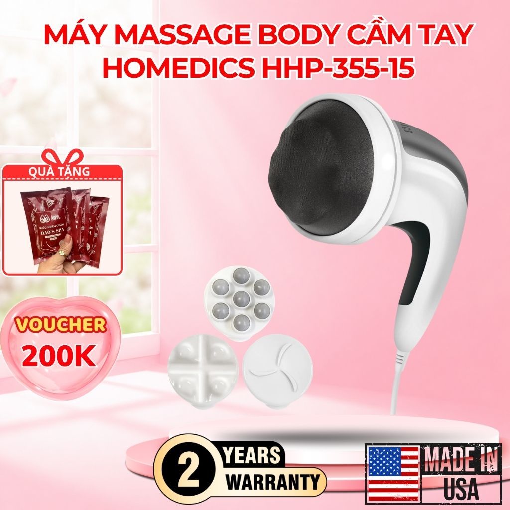 Máy Massage Body Cầm Tay 4 Đầu HoMedics HHP-355-15-GB, HT Beauty nhập khẩu Mỹ, bảo hành 24 tháng