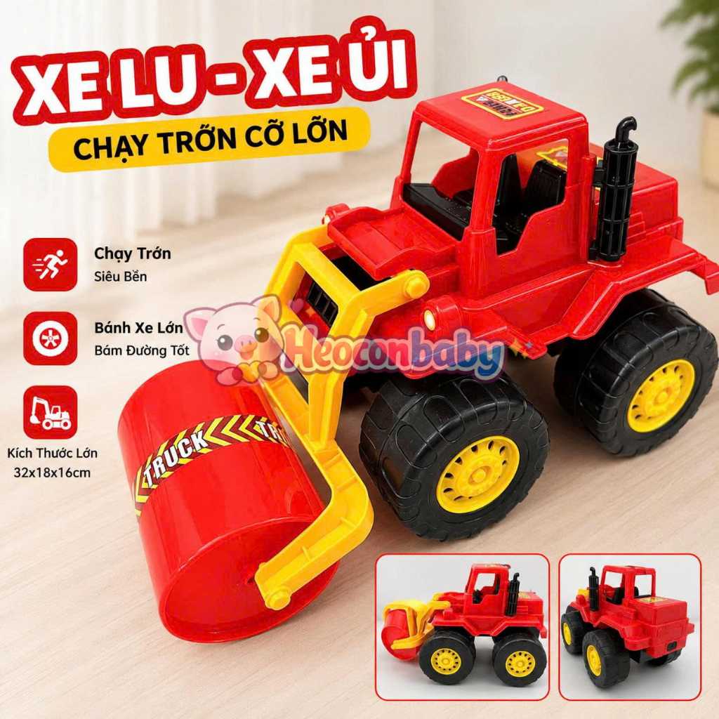 Đồ Chơi Xe Lu Công Trình Cỡ Lớn Cho Bé - Xe Lu Xe Ủi Chạy Trớn Bánh To Bền Đẹp