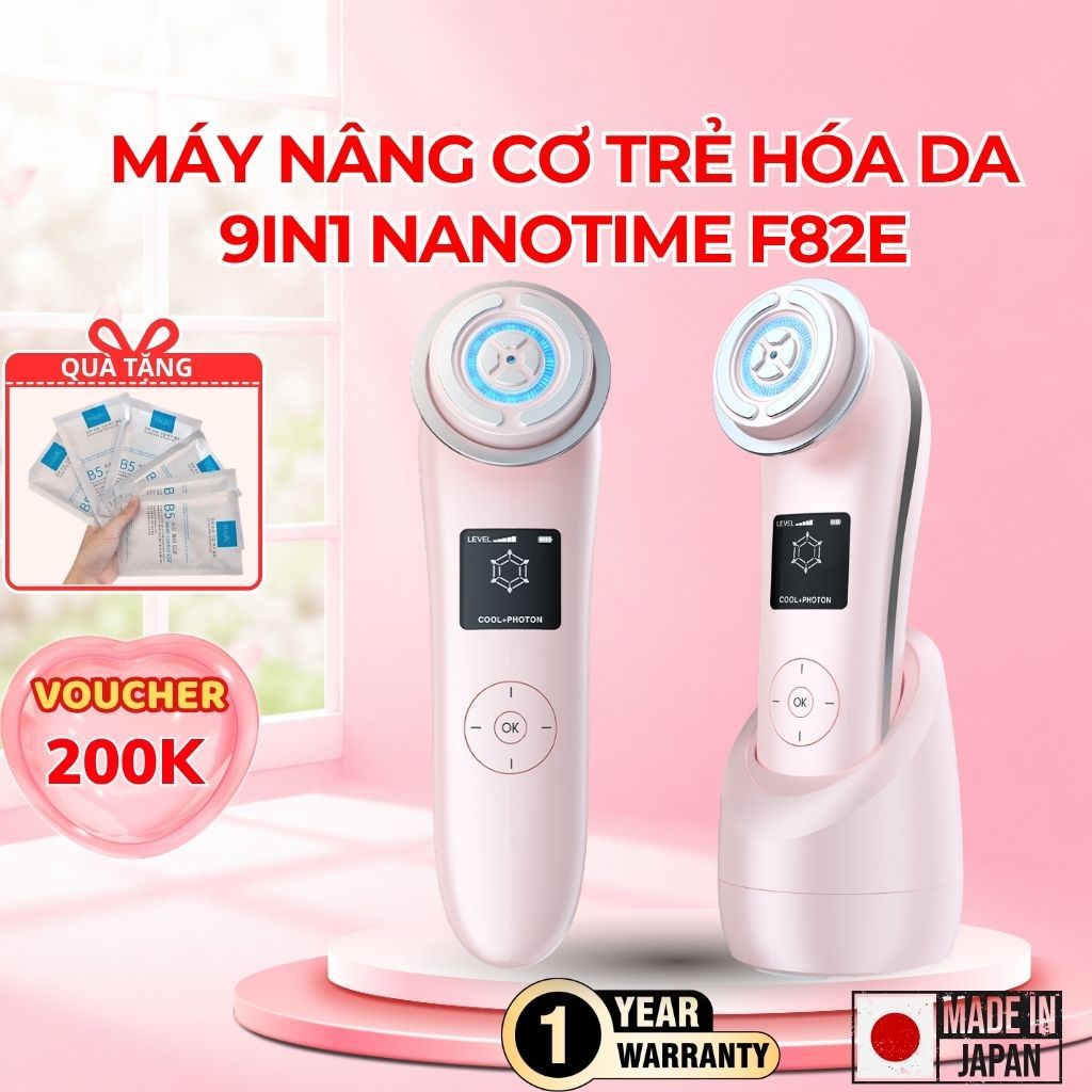Máy nâng cơ trẻ hoá da 9 in 1 công nghệ Nano Photon RF, EMS , Sóng siêu âm NanoTime F82E