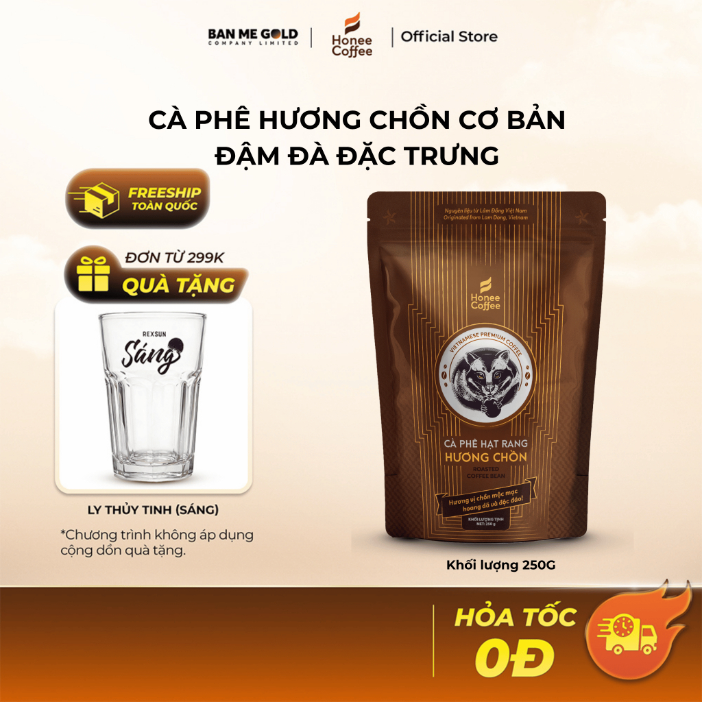Cà phê hương chồn (nâu) - cafe hạt rang mộc nguyên chất - cà phê chồn dành cho dân tập gym chính hãn