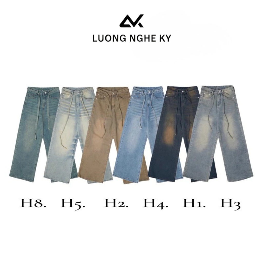 QUẦN JEAN ỐNG RẤT RỘNG H1-H8 FORM NAM NỮ DL 380 GSM (đã xử lí co rút) LNKWEAR