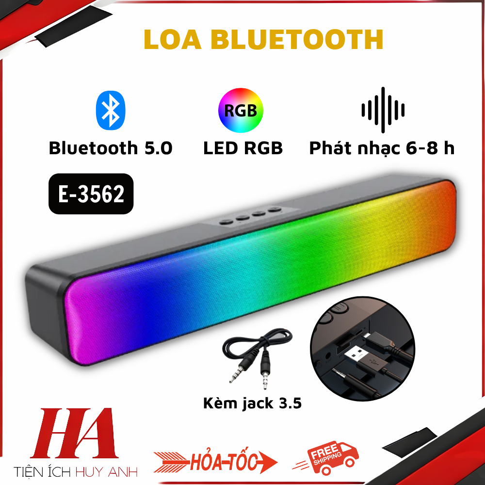 Loa Bluetooth Không Dây LED RGB E3562 - Âm thanh vòm 3D Led RGB cực chất