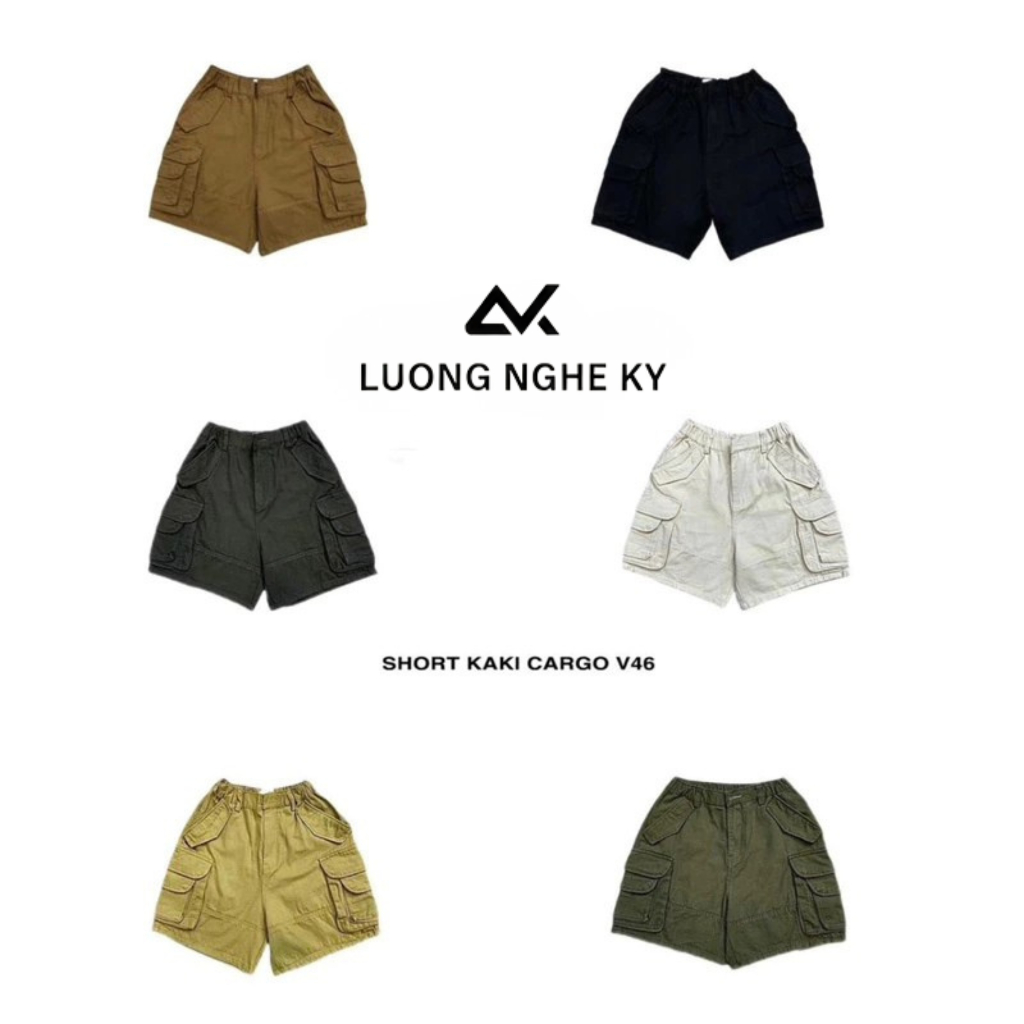 QUẦN SHORT UNISEX CARGO KAKI V46 FORM TRÊN GỐI LNKWEAR