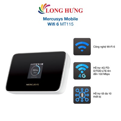 Bộ mở rộng sóng Wifi 6 4G LTE Mercusys Mobile Wifi MT115 - Hàng chính hãng