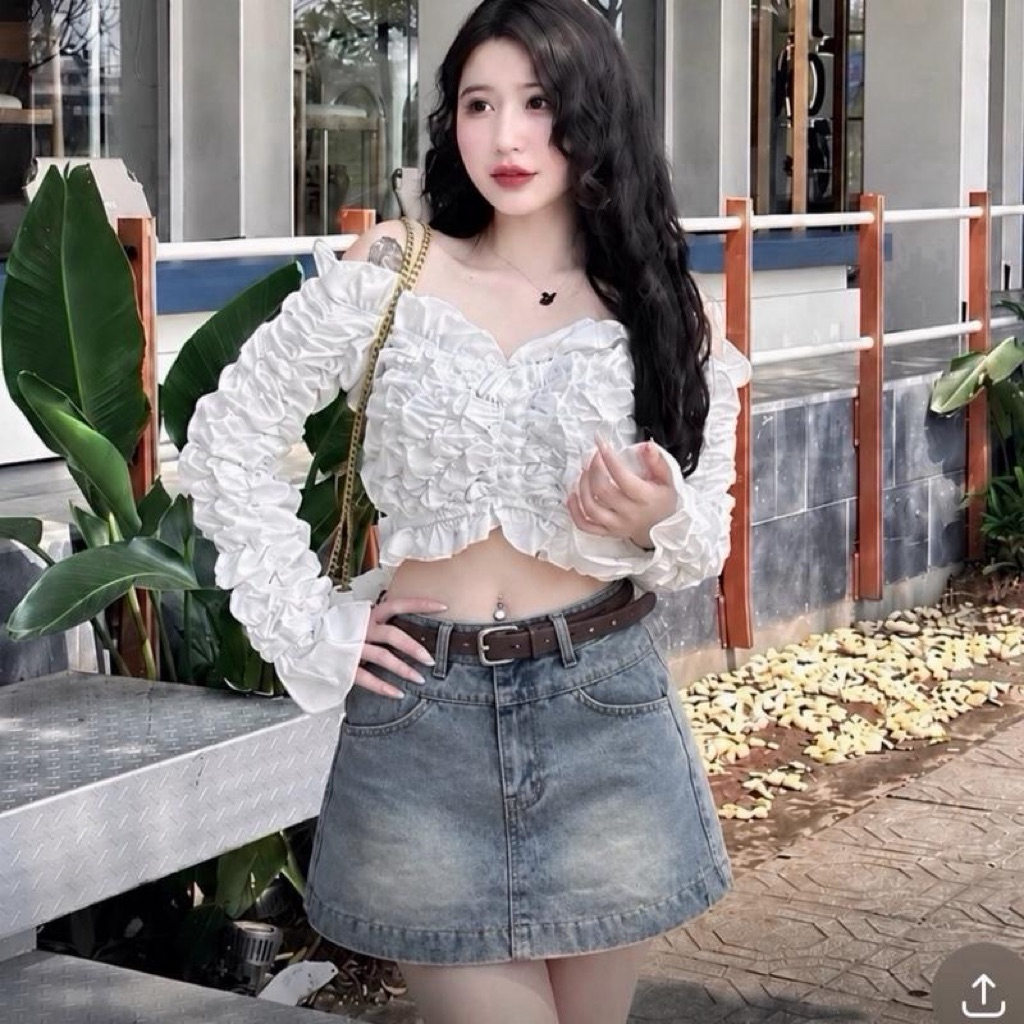 H68- CHÂN VÁY Jean XANH Dáng Chữ A BIGSIZE