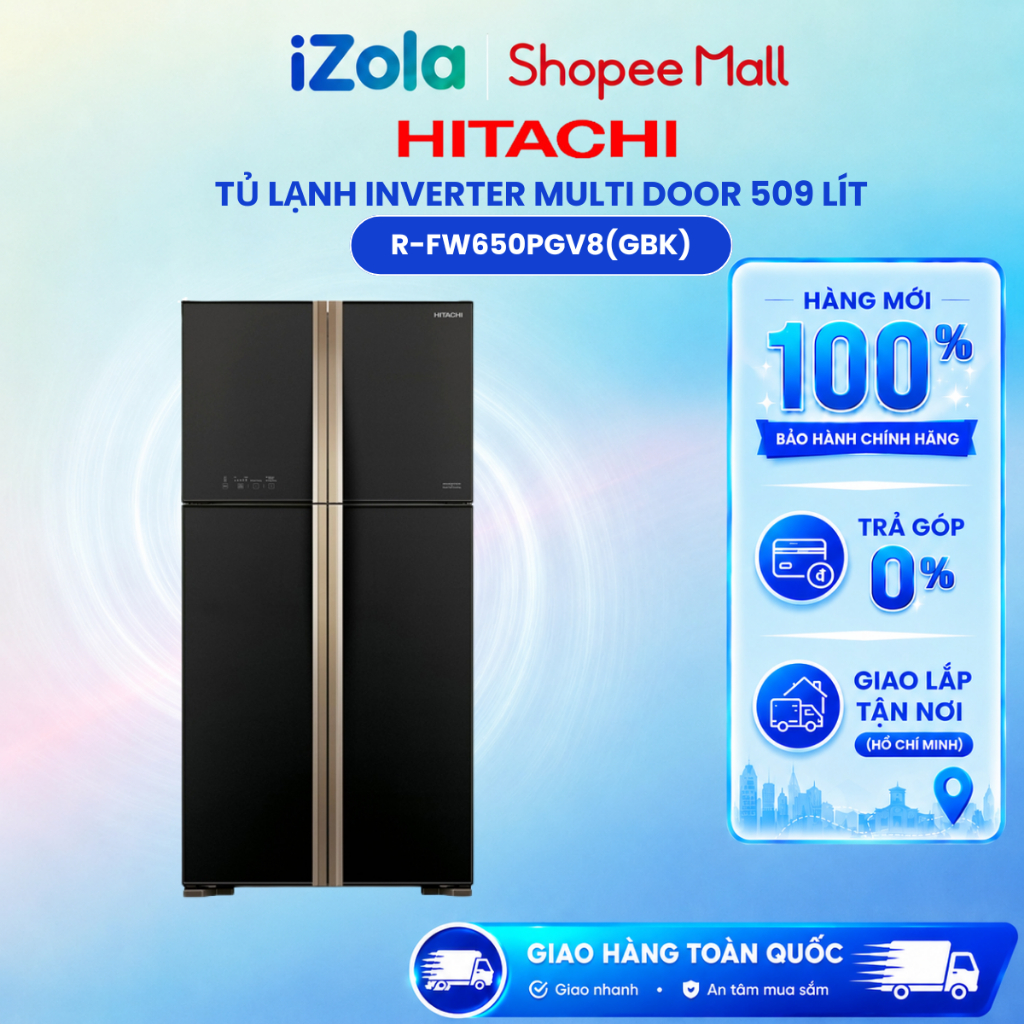 R-FW650PGV8(GBK) - Tủ lạnh Hitachi Inverter 509 lít Multi Door R-FW650PGV8 GBK - Hàng chính hãng