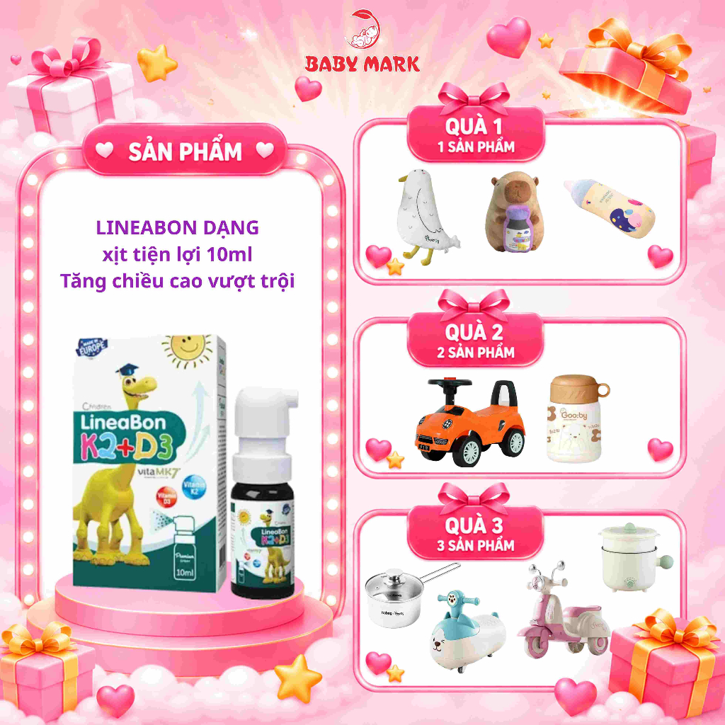 Lineabon K2+D3 Dạng xịt 10ml,Vitamin giúp bé hấp thu canxi