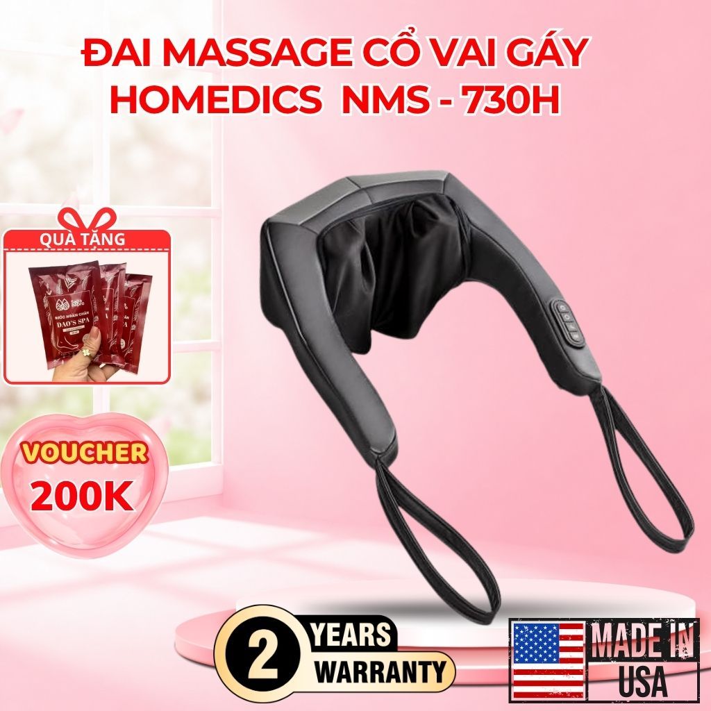 Đai massage cầm tay Cổ Vai Gáy Homedics NMS-730 HT Beauty Shiatsu kèm nhiệt hồng ngoại, massage đa c