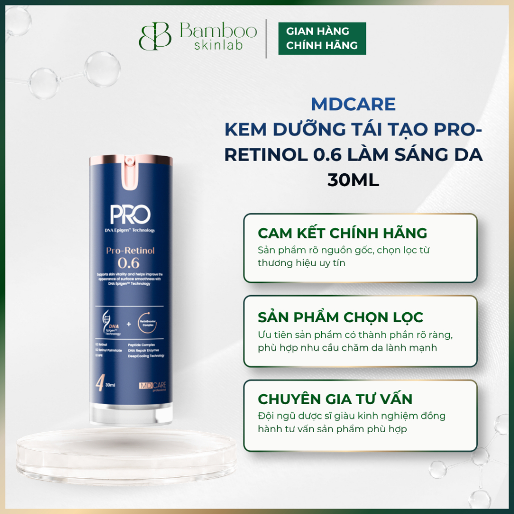 [CHÍNH HÃNG] Kem dưỡng tái tạo MDCARE Pro-Retinol 0.6 làm sáng da 30ml