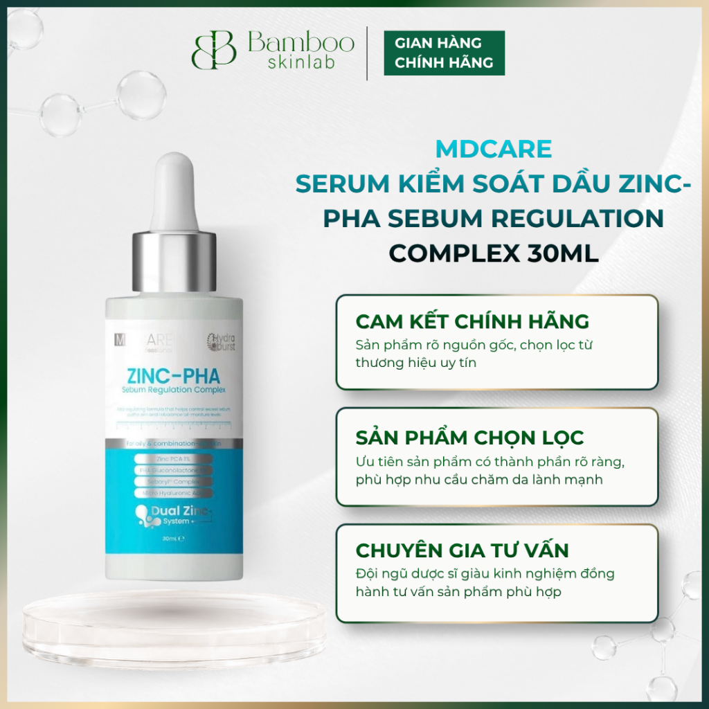 [CHÍNH HÃNG] Serum kiểm soát dầu MDCARE Zinc-PHA Sebum Regulation Complex 30ml
