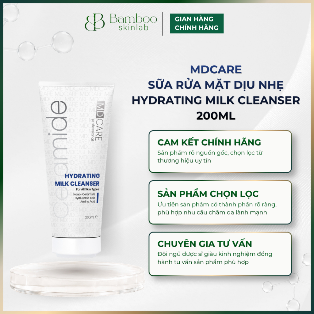[CHÍNH HÃNG] Sữa rửa mặt dịu nhẹ MDCARE Hydrating Milk Cleanser 200ml