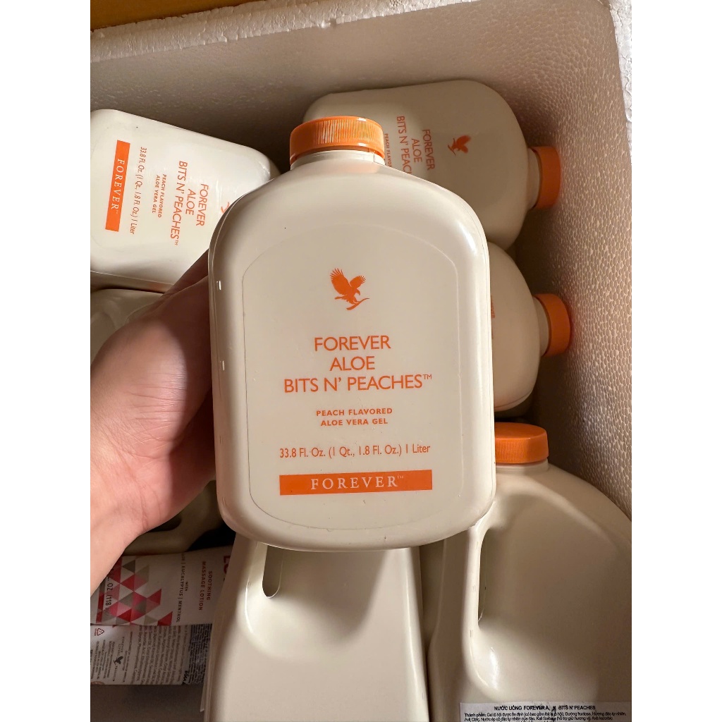 Nước Uống Lô Hội Hương Đào #077FLP Aloe Bits N’ Peaches. Thanh Lọc Cơ Thể, Bổ Sung Chất Sơ, Làm Đẹp 