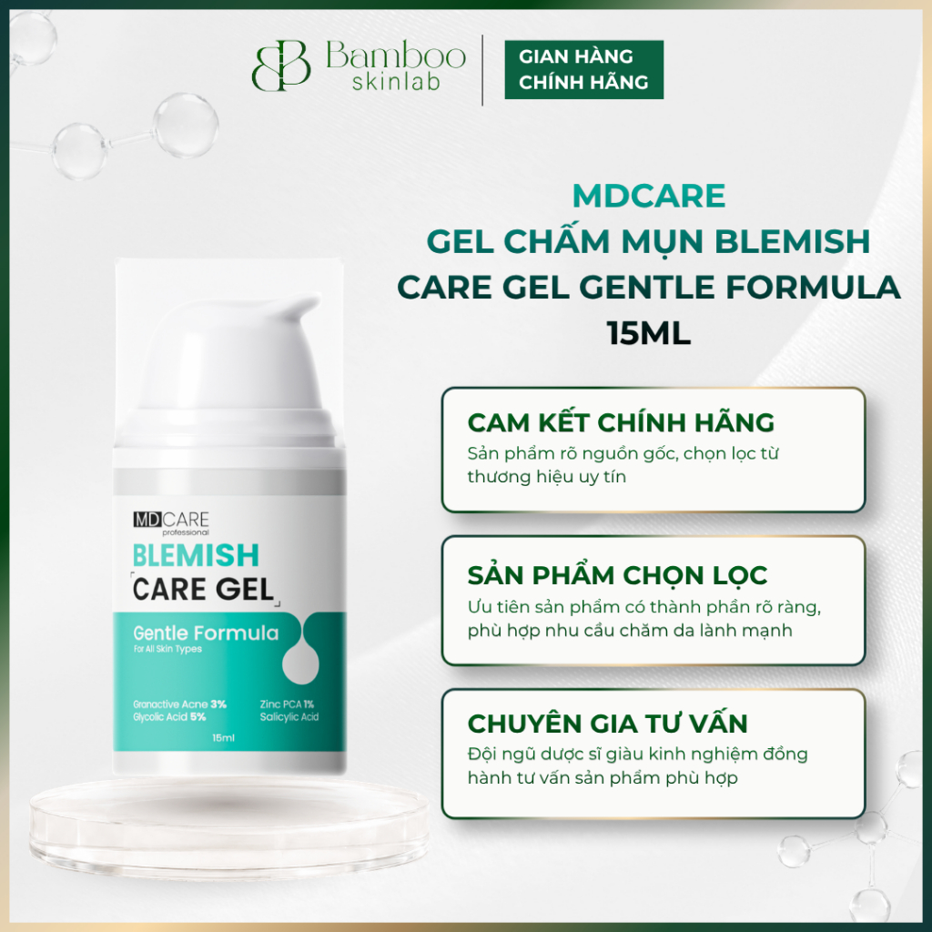 [CHÍNH HÃNG] Gel chấm mụn MDCARE Blemish Care Gel Gentle Formula 15ml