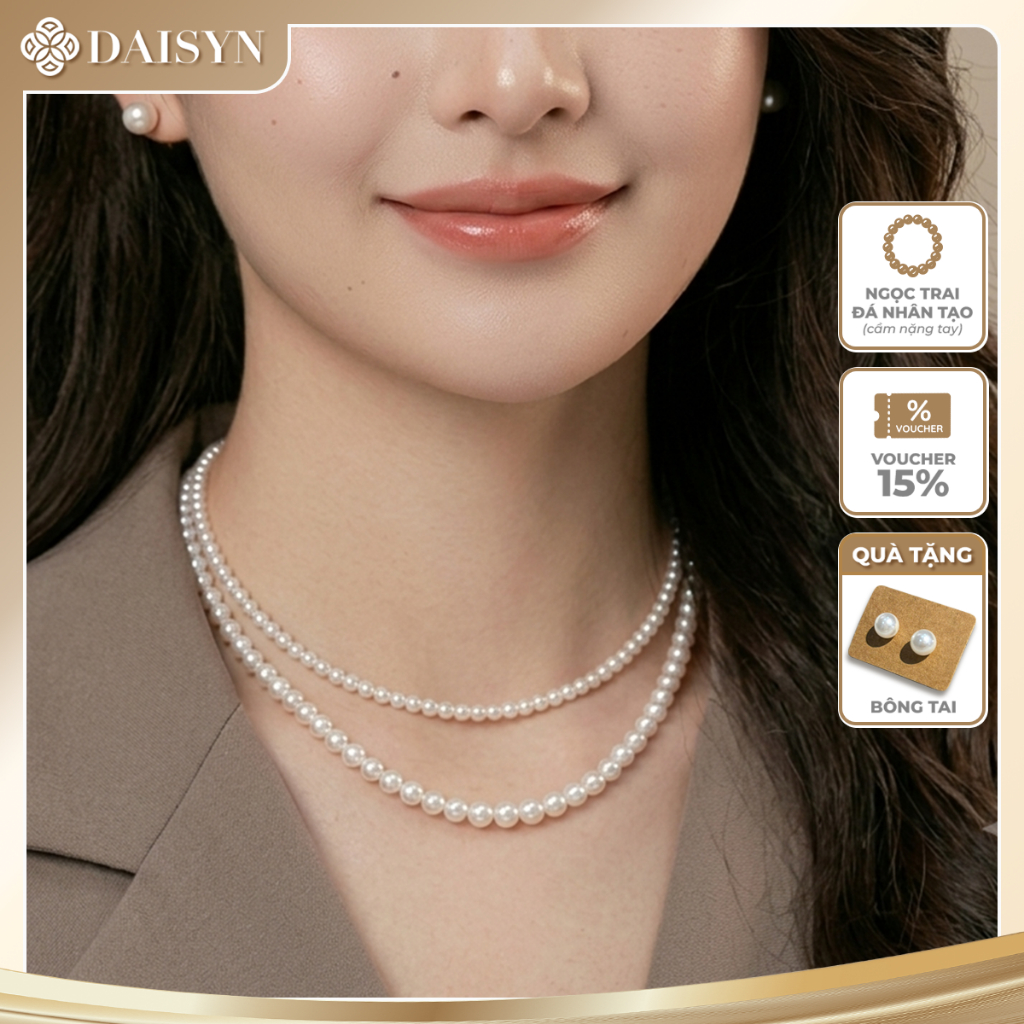 [DAISYN ] N420 choker vòng cổ hạt Trai, dây chuyền hạt ngọc trai nhân tạo đá dây chuyền mang áo dài 