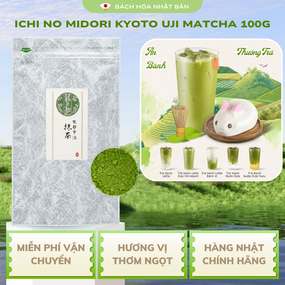 Bột Trà Xanh Nhật Nguyên Chất Đậm Vị Ichi No Midori Kyoto Uji Matcha Uji Hojicha 100g Nhật Bản M05