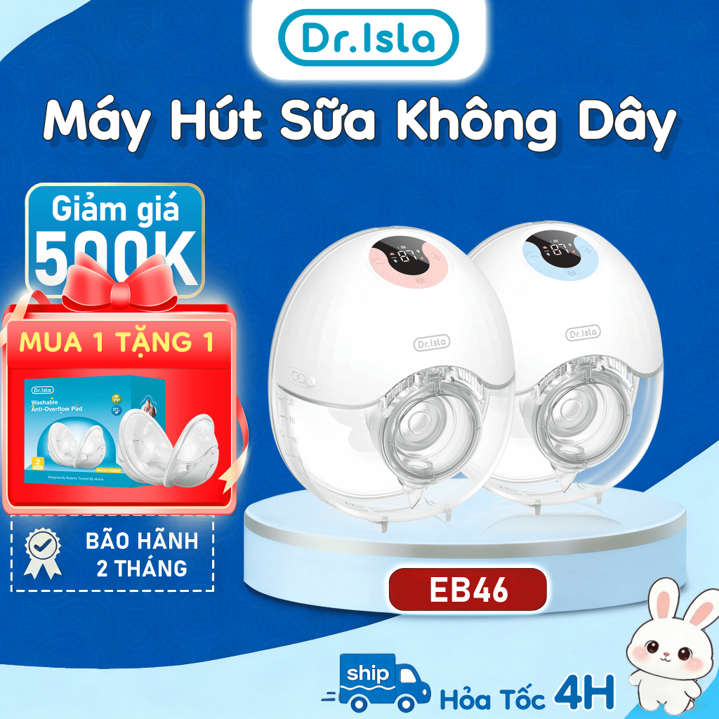Máy Hút Sữa Không Dây Dr.isla EB46 dung tích lớn 210ml, thiết kế đeo được, Máy Hút Sữa Cho Mẹ