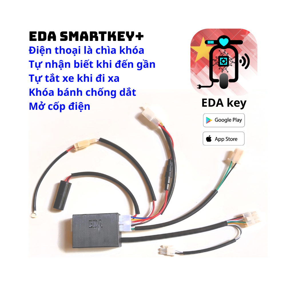 Khóa thông minh EDA Smartkey+ cho xe máy điện VinFast Evo Feliz Klara Vento Flazz Zgoo