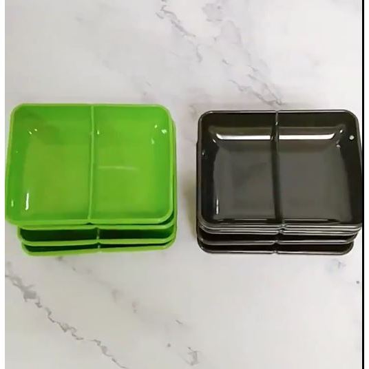 Đĩa chấm đĩa đựng nước chấm gia vị phíp 2 ngăn