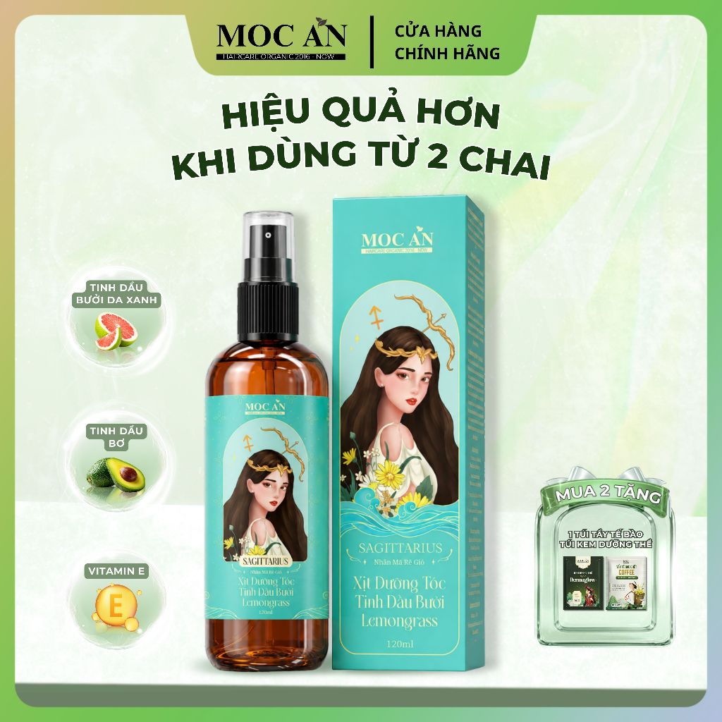 Xịt Dưỡng Tóc MOC AN HAIRCARE ORGANIC 2016 - NOW Chiết Xuất Tinh Dầu Vỏ Bưởi Da Xanh & Sả Chanh 120ml
