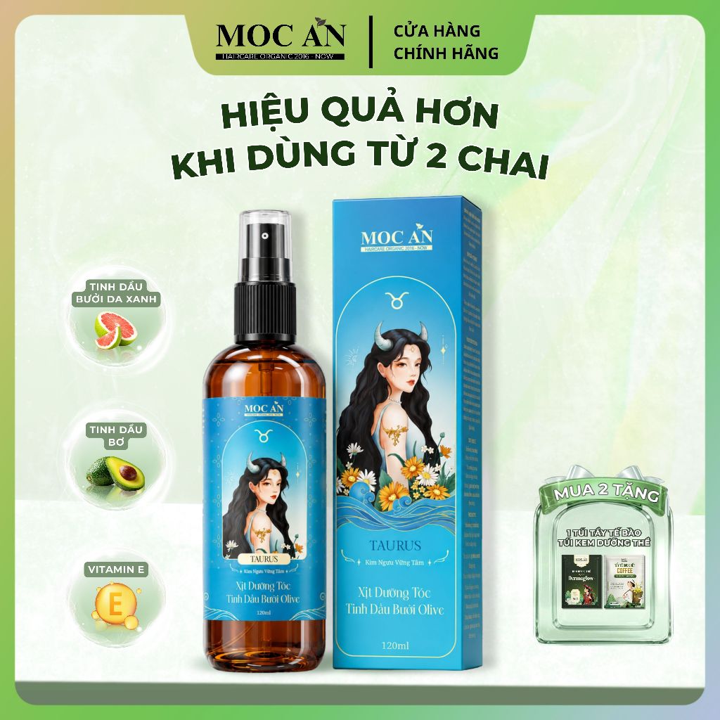 Xịt Dưỡng Tóc MOC AN HAIRCARE ORGANIC 2016 - NOW Chiết Xuất Tinh Dầu Vỏ Bưởi Da Xanh & Olive 120ml