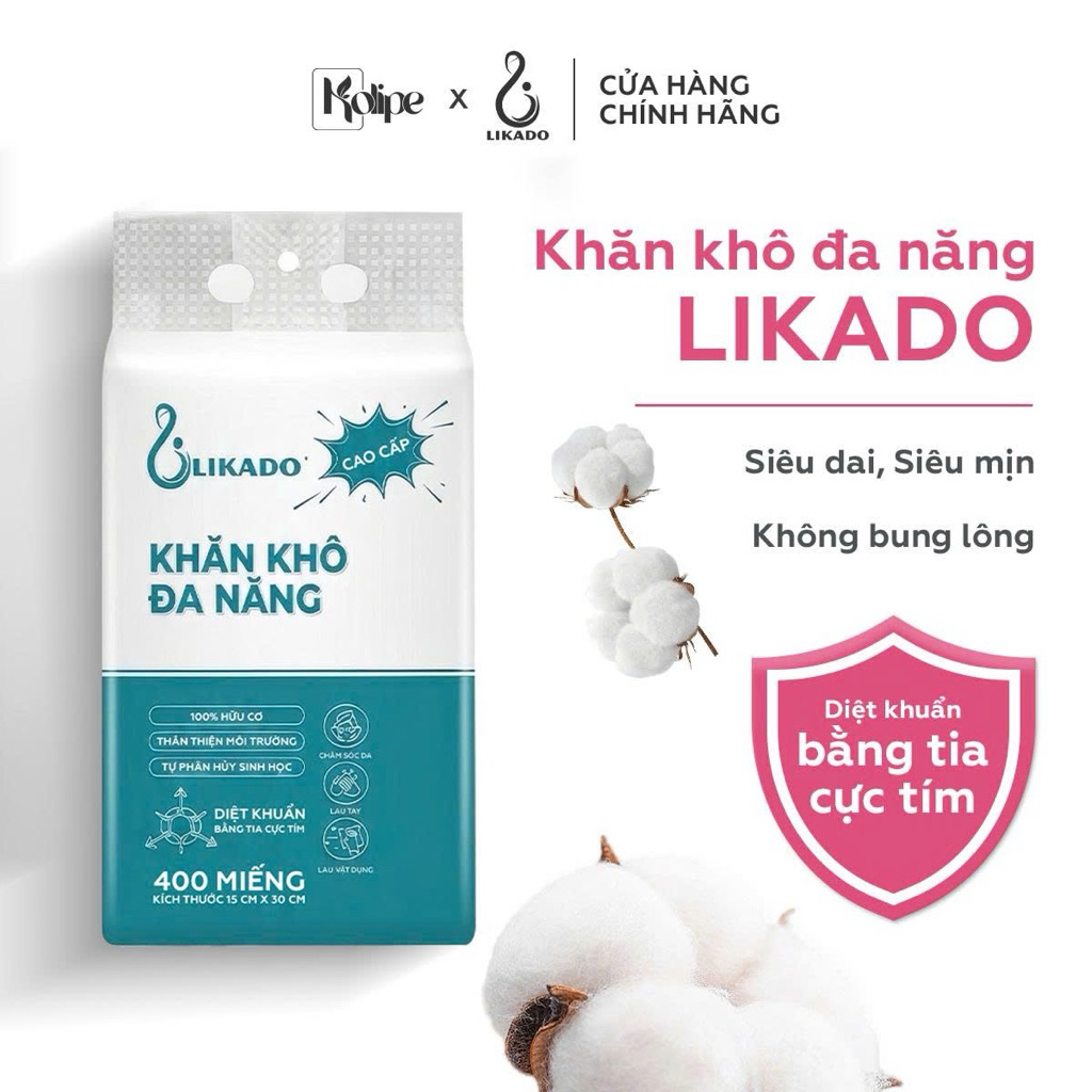 Khăn khô đa năng likado 400 tờ 14x20cm