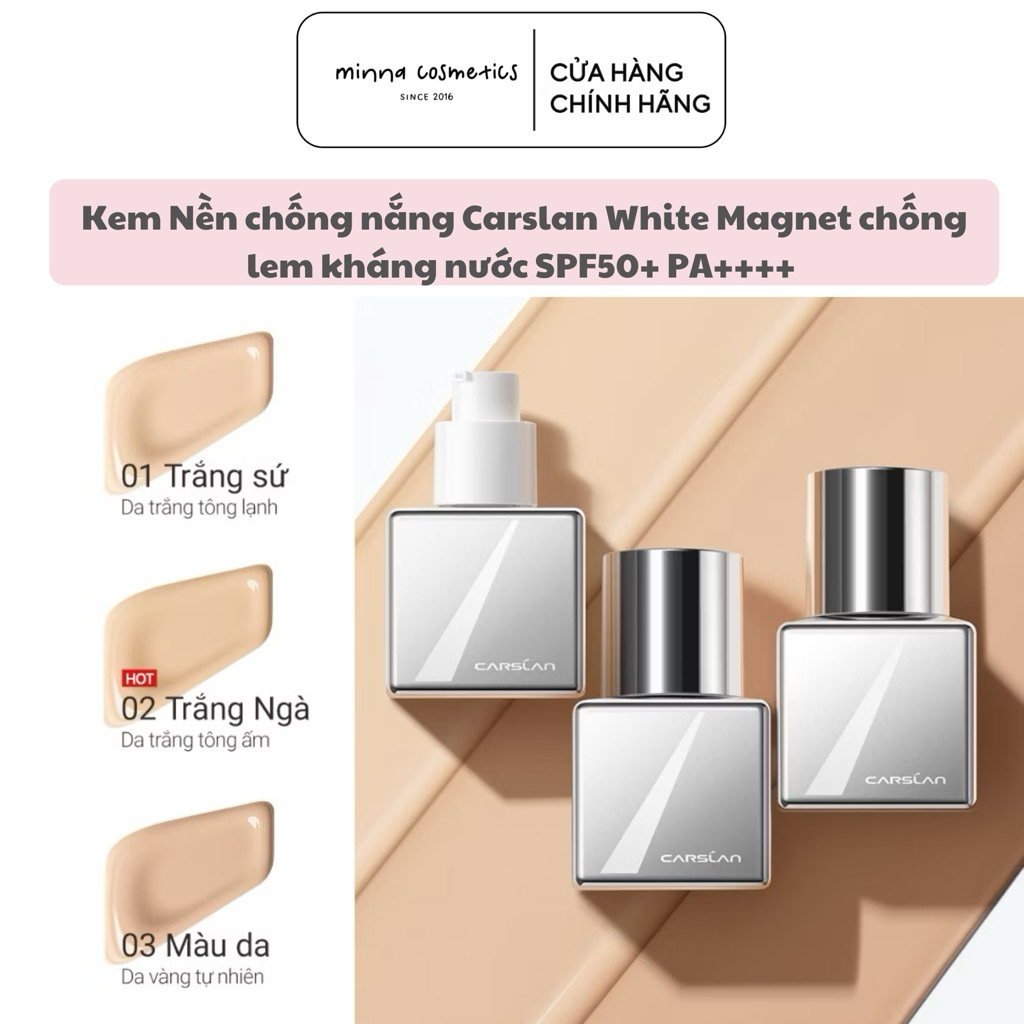 [Carslan] Kem Nền chống nắng Carslan White Magnet chống lem kháng nước SPF50+ PA++++ 30g