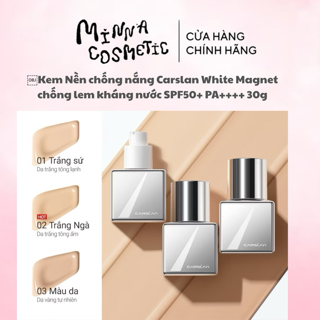 [Carslan] Kem Nền chống nắng Carslan White Magnet chống lem kháng nước SPF50+ PA++++ 30g