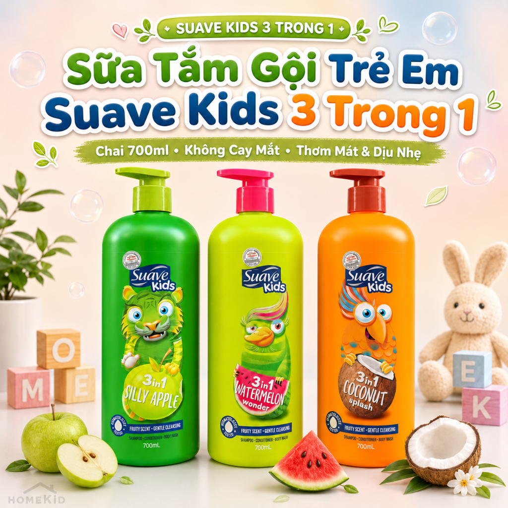 Sữa Tắm Gội Trẻ Em Suave Kids 3 Trong 1 700ml - Không Cay Mắt, Thơm Mát & Dịu…