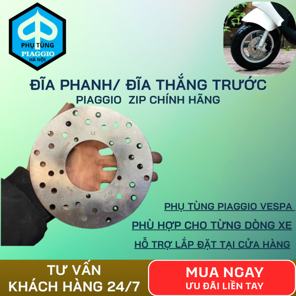 Đĩa Phanh Trước Piaggio Zip 100cc Chính Hãng/ Đĩa Thắng Trước Xe Piaggio Zip 100cc Thay Thế Chuẩn Ng