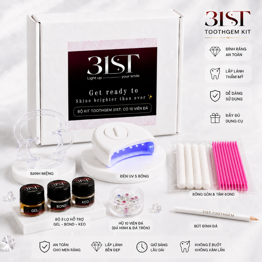 Bộ dụng cụ đính đá răng tại nhà 31st toothgem