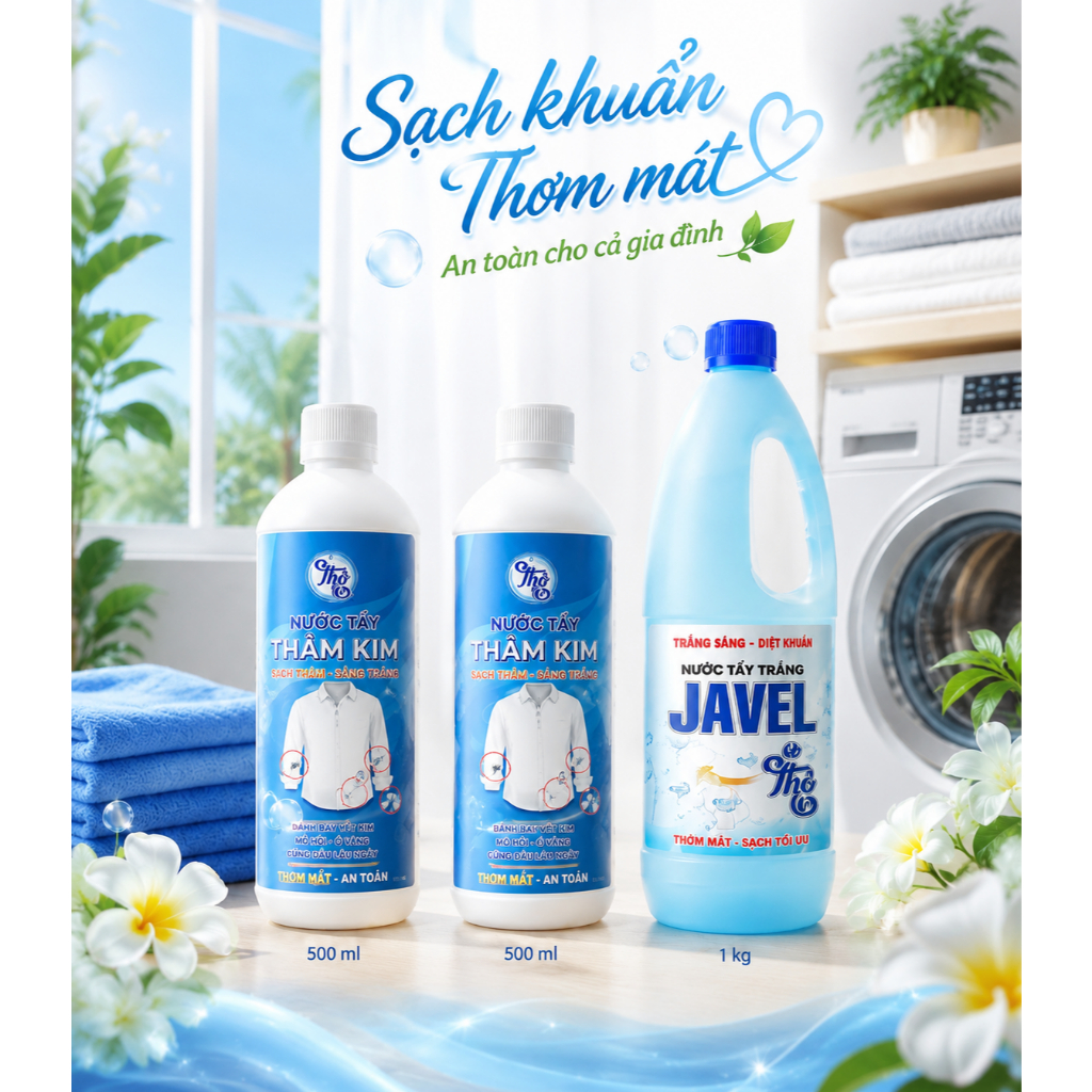 COMBO 1 NƯỚC TẨY JAVEN 1KG + 2 TẨY MỐC THÂM KIM 500ML