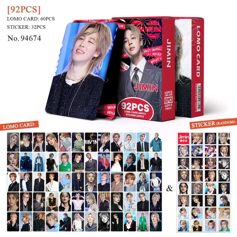 Set 60 lomo card và 32 sticker Jimin cá tính 2026
