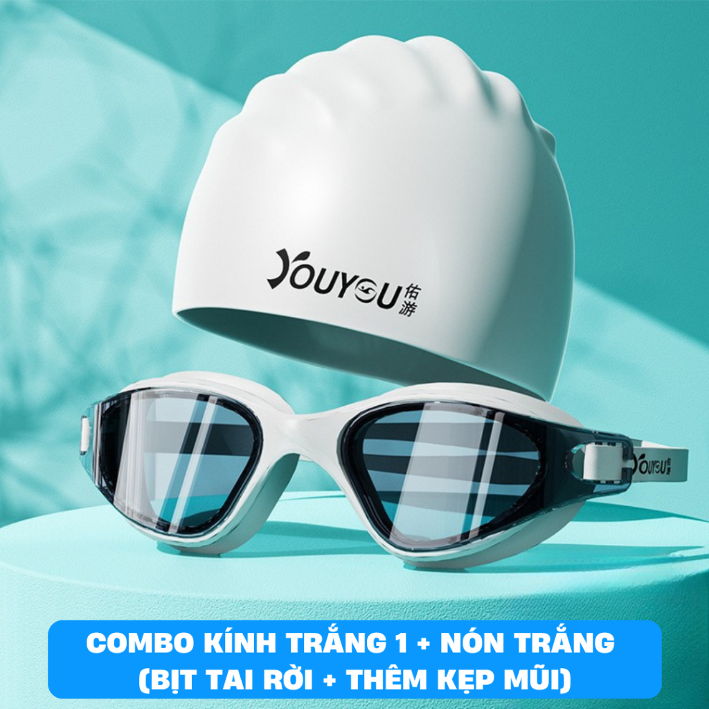 Set Kính bơi cùng nón mũ bơi nam nữ người lớn chính hãng YOUYOU cản tia UV chống mờ sương Yuripromax | BigBuy360 - bigbuy360.vn