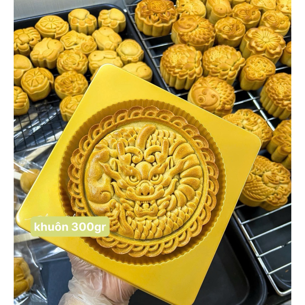 Khuôn trung thu đại 300g, khuôn ép bánh trung thu size đại 300gr